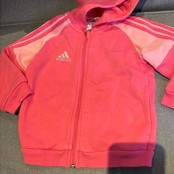 4/$20 Adidas Girls 12 Month Hoodie with Zipper Zip up - Picture 2 of 3
